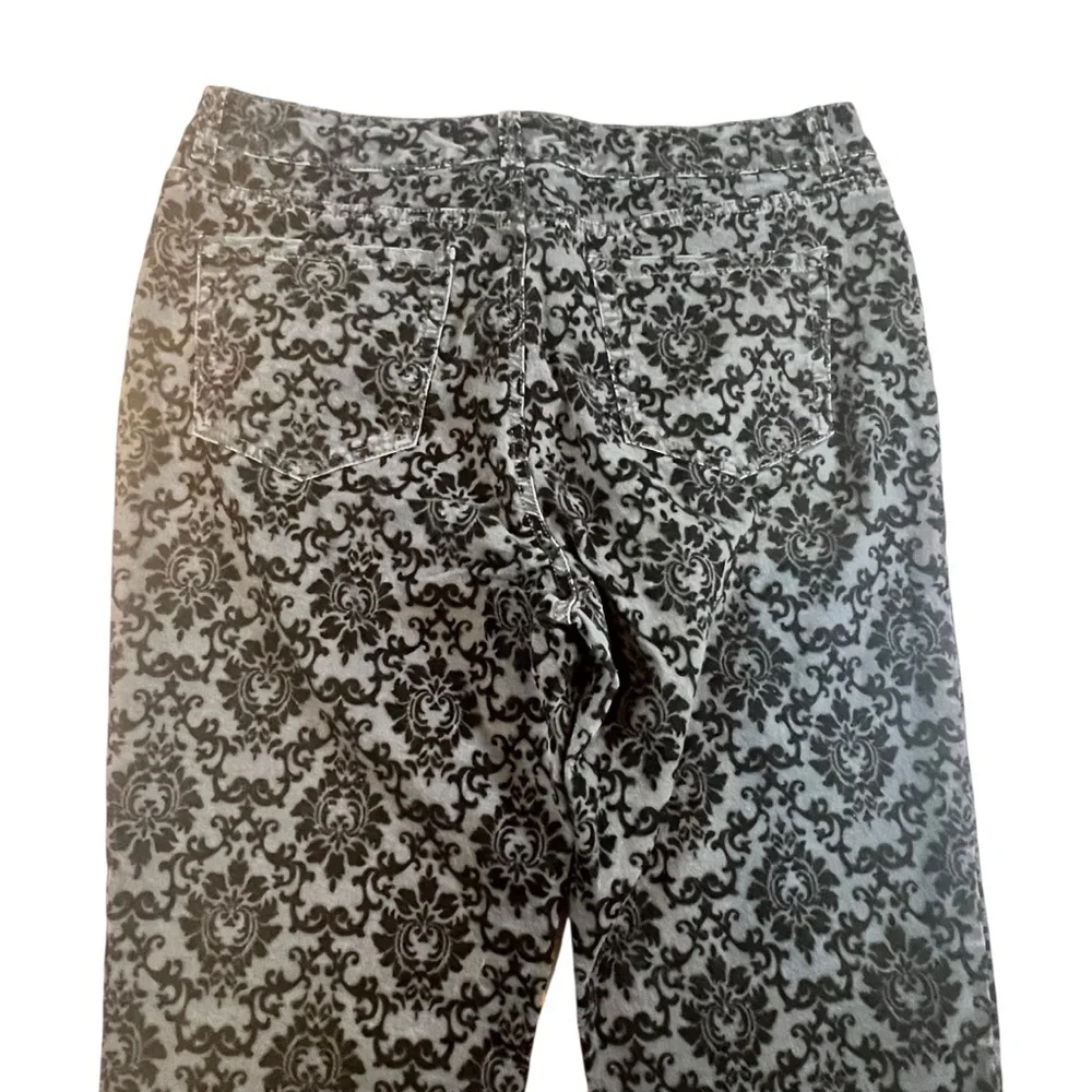 Charter Club Straight Leg Lexington Pants Black Velvet Damask Pattern Size 12